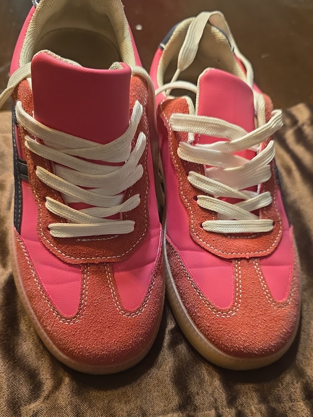 Kids Pink Lace-Up Sneakers